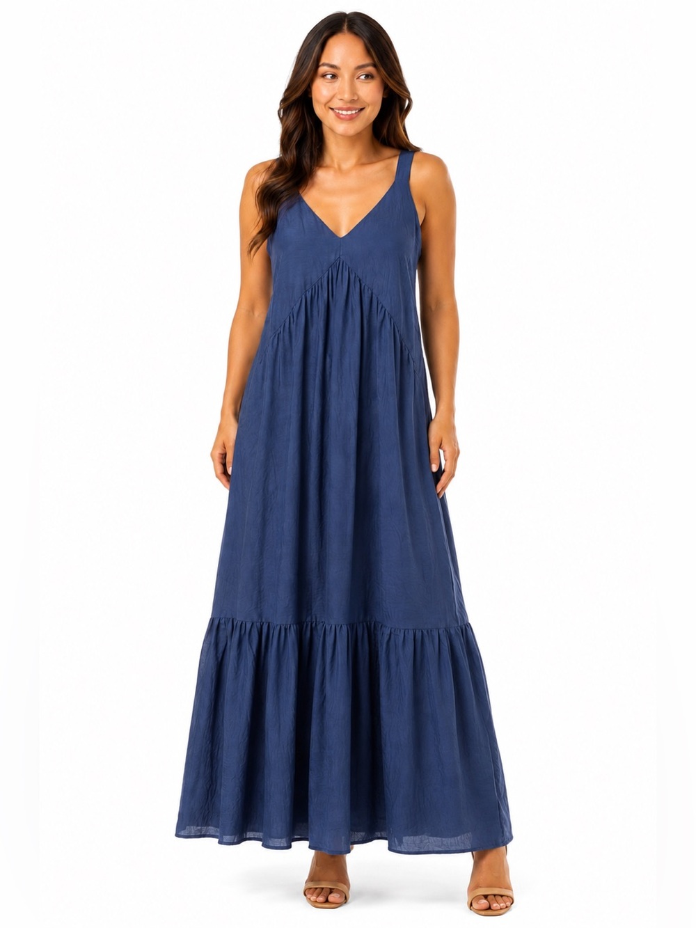 Banana Republic Blue V-Neck Tiered Maxi Dress XS NWT